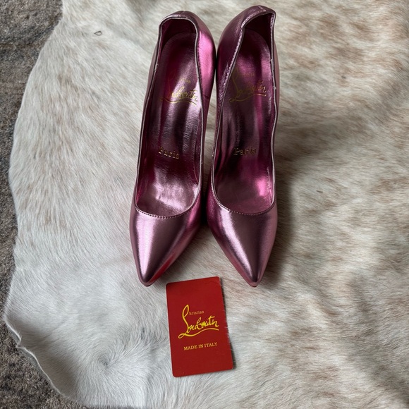 Louboutin Metallic Pink Stiletto Heels - Picture 4 of 5